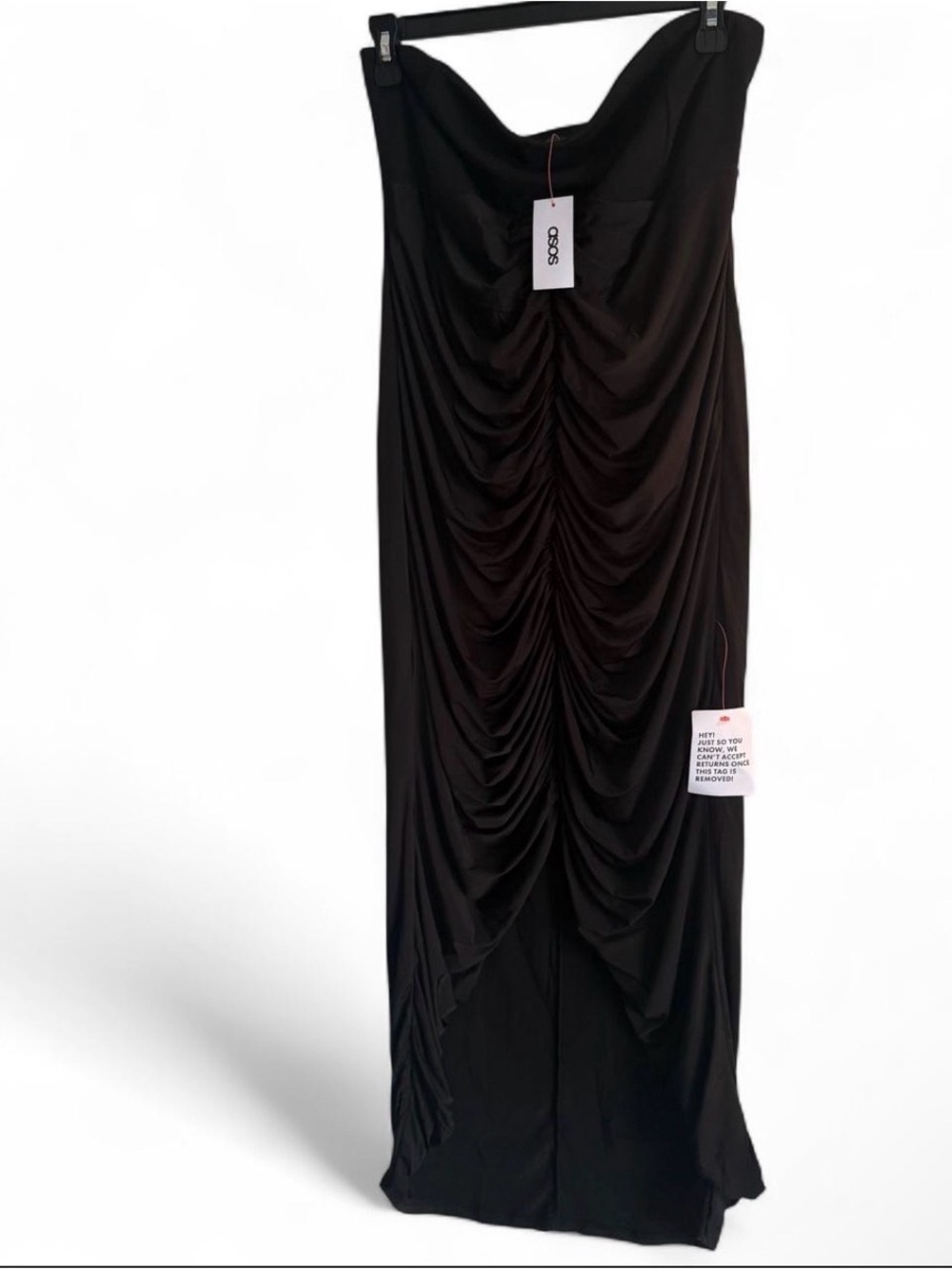 ASOS Black Ruched Maxi Dress with Gathered Front
